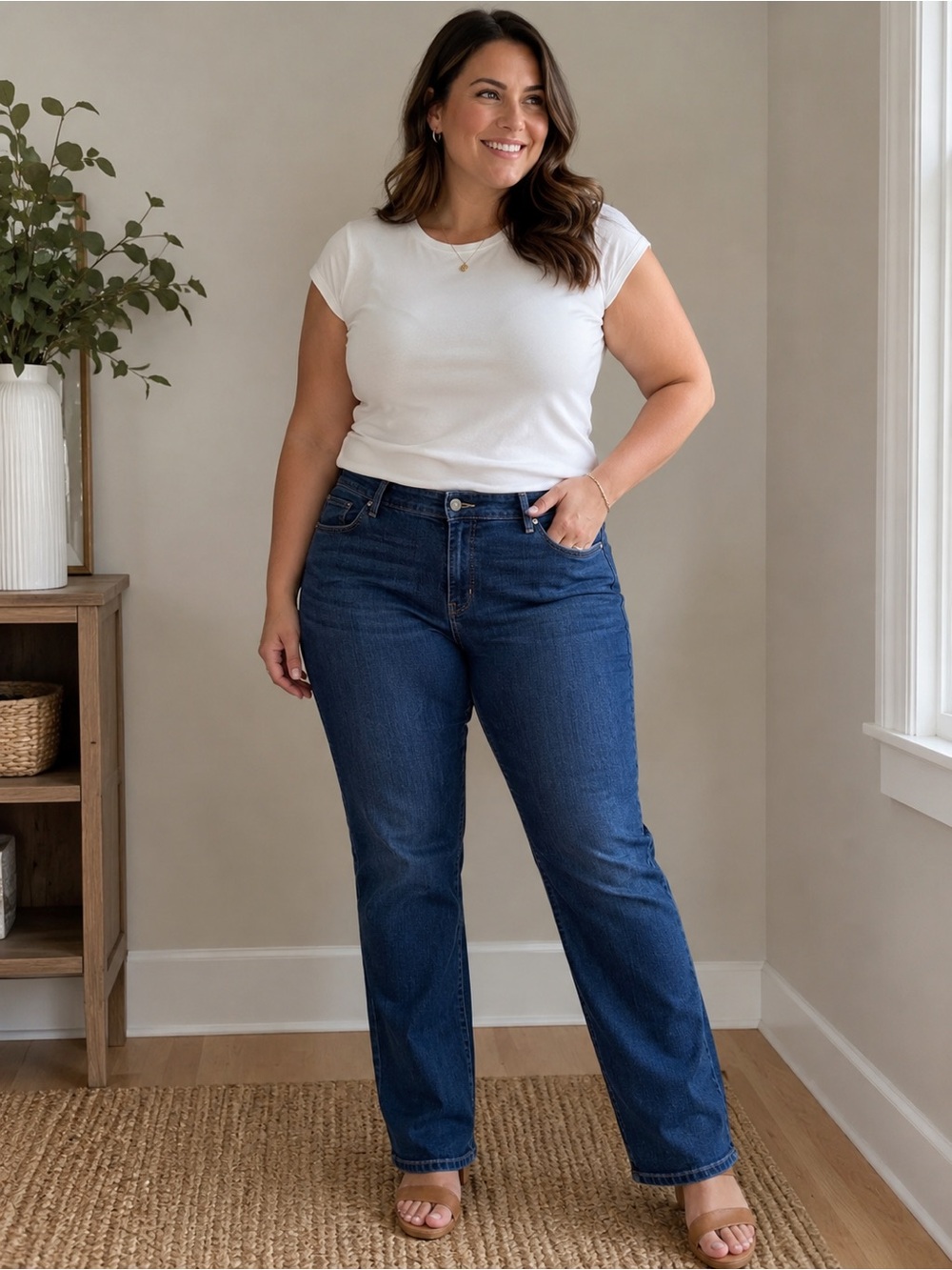 Signature by Levi Strauss Womens Plus 22W Med Wash Mid Rise Straight Leg Jeans